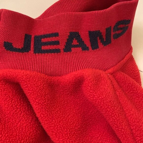 VTG Tommy Hilfiger Jeans Men’s 1/4 Zip Red Fleece Pullover Sweater Size XL - Picture 8 of 10